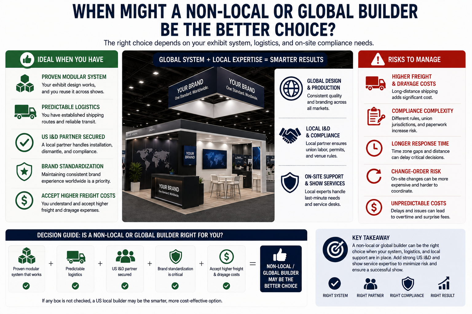 global booth builder with local I&D partner vs US local booth builder